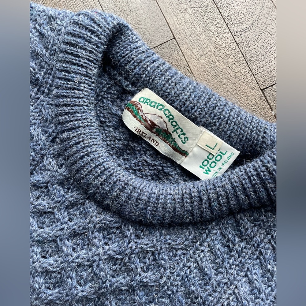 100% wool vintage handmade cable knit sweater made in Ireland